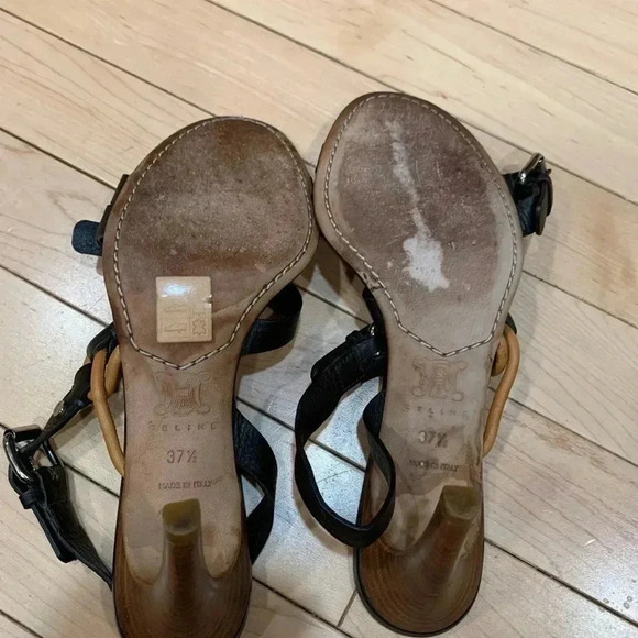 Vintage Celine brown strappy heels size 37 1/2 (6.5-7~US) - Picture 10 of 11